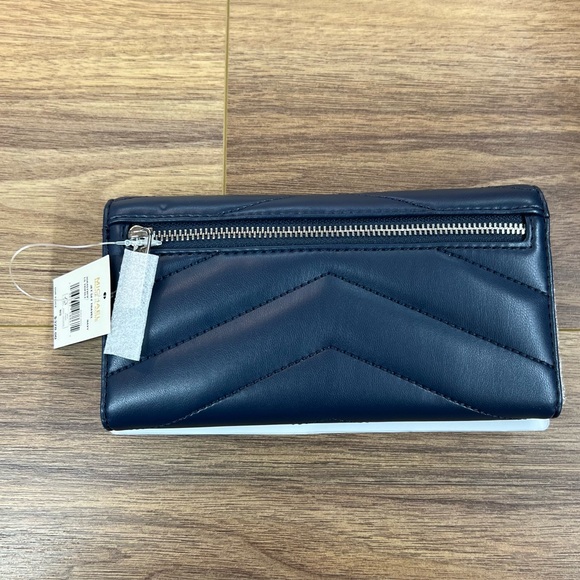 MICHAEL KORS Jet Set Travel Large Navy Blue Chevron Trifold Wallet NWT - Picture 11 of 13